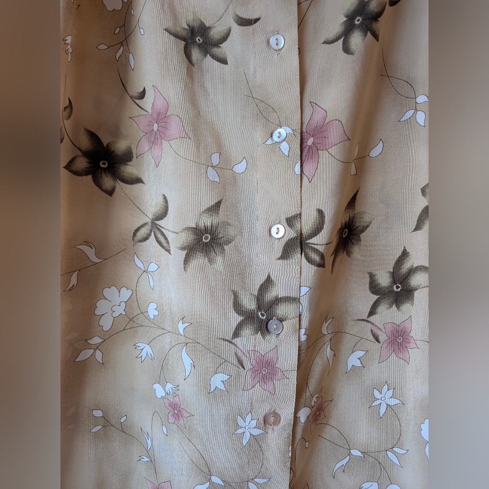 Vintage Penman Maxi Skirt Cream Pink Floral Print Size Large Boho Cottagecore - Picture 5 of 6